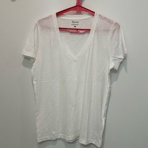 Madewell White Organic Cotton T Shirt Size Small V Neck Short Sleeves NWT
